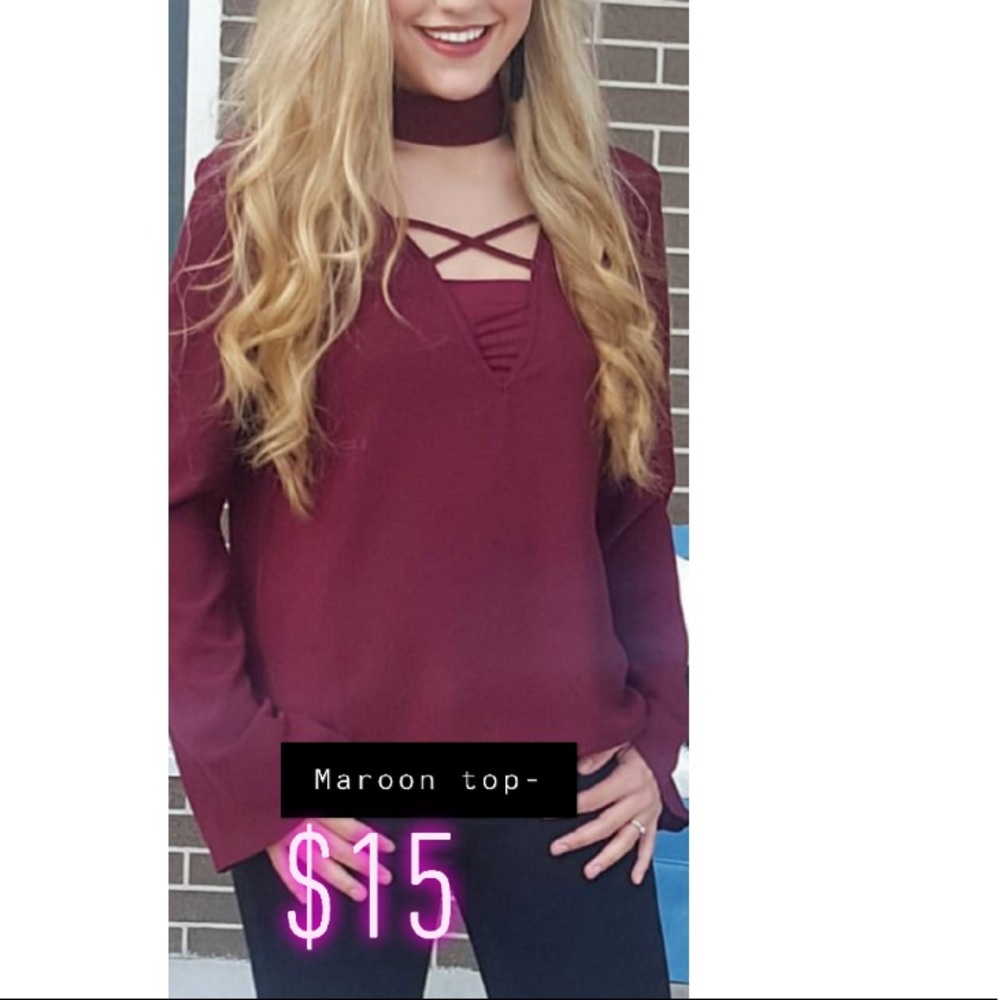Axis | maroon v cut long sleeve.